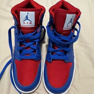 Jordan Red and Blue High-Top Sneakers